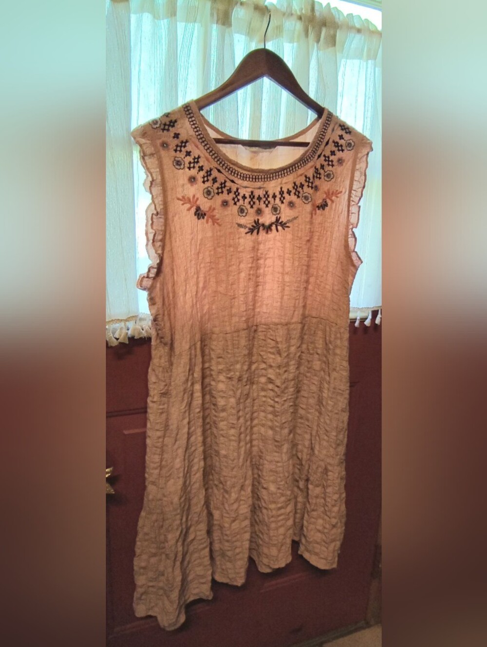 Sonoma Muted Pink Embroidered Midi Dress